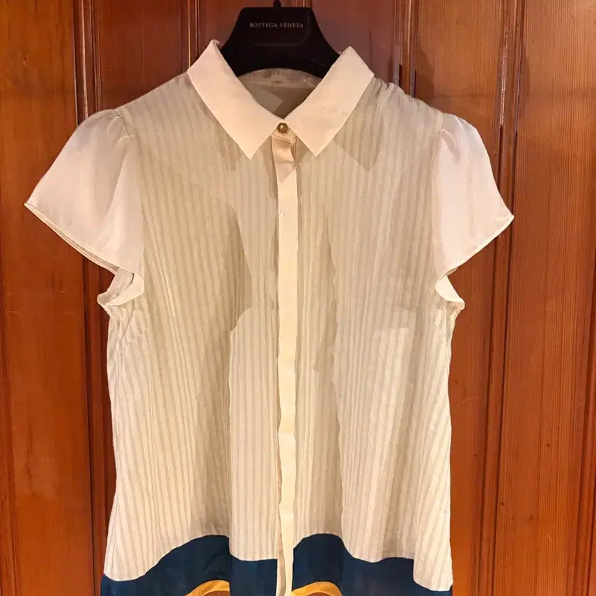[BUNJANG] Grove Stripe Blouse White/Yellow M / 그로브 스트라이프 블라우스 JAPAN