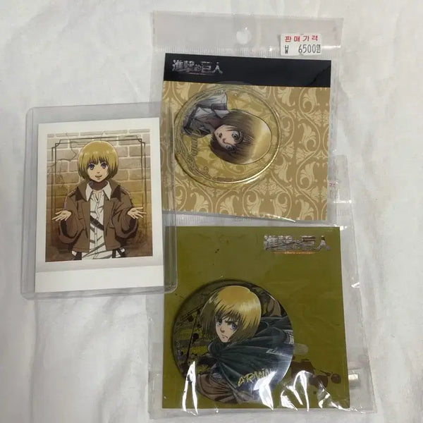 [BUNJANG] Attack on Titan Armin Can Badge & Photocard Bundle Set / 진격의거인 진격거 아르민 캔뱃지 카드 일괄