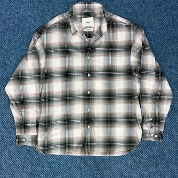 [BUNJANG] INTHERAW Japanese Fabric Check Shirt - Size 2 (Fits 105-110) / 인더로우 재패니스 패브릭 체크 셔츠 (실측 105~110 추천)