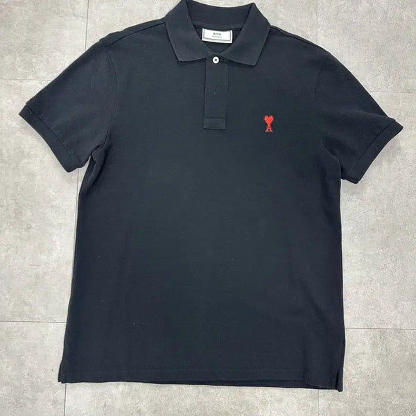 [BUNJANG] Ami Heart Logo Men's Polo Shirt Black S / (정품) 아미 ami 하트 로고 남성 카라티 블랙 S사이즈  급처