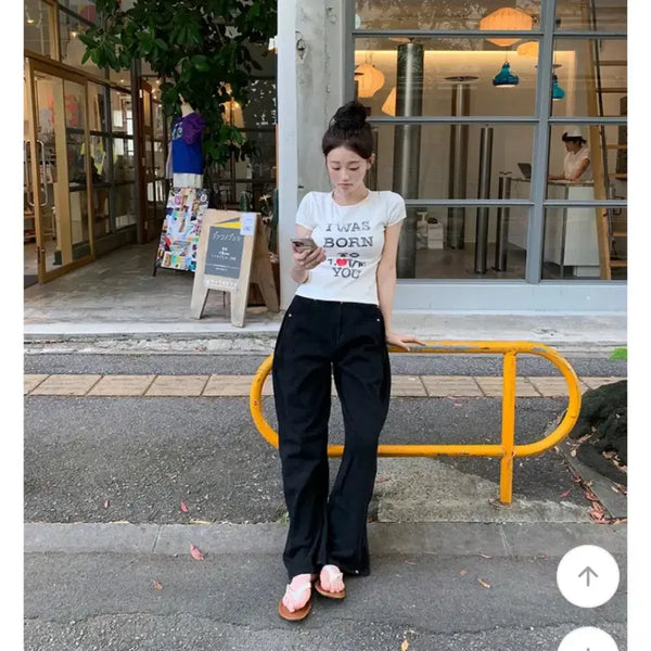 [BUNJANG] Young & Rich Wide Curve Pants Black / 영앤리치 와이드 커브 팬츠 - pt 블랙