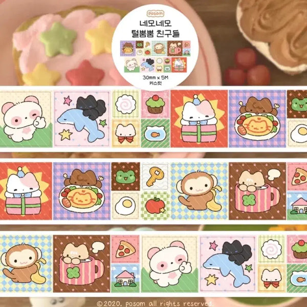 [BUNJANG] Posom Nemonomo Teolmummeum Kiss Cut Sticker Roll / 포솜 네모네모털뿜뿜 키스컷