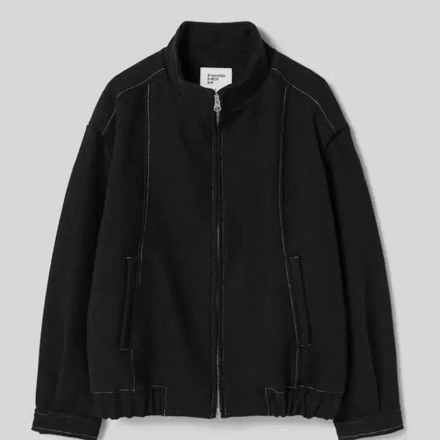 [BUNJANG] 8 Seconds Wool Twill Color Block Stitching Outer Jacket Blouson Black / 에잇세컨즈 울 트윌 배색스티치 아우터 재킷 블루종 블랙