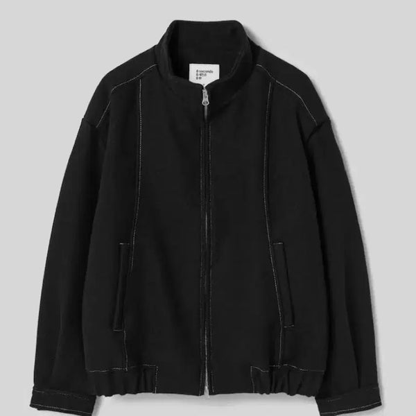 [BUNJANG] 8 Seconds Wool Twill Color Block Stitching Outer Jacket Blouson Black / 에잇세컨즈 울 트윌 배색스티치 아우터 재킷 블루종 블랙