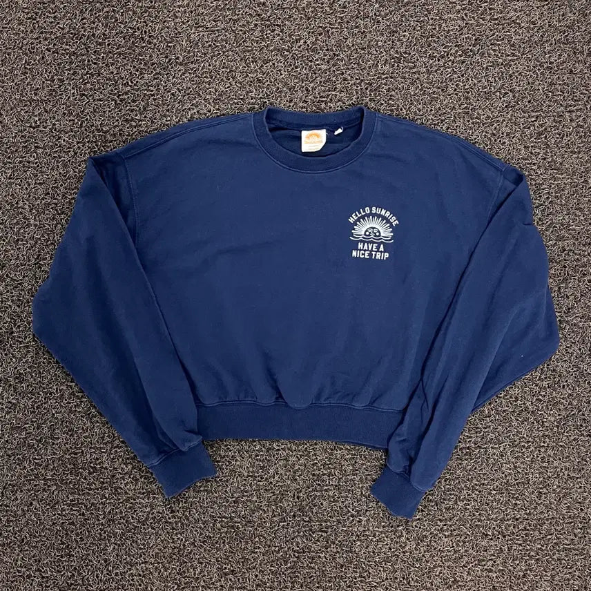 [BUNJANG] Hello Sunrise Cropped Sweatshirt / 헬로선라이즈 크롭 맨투맨