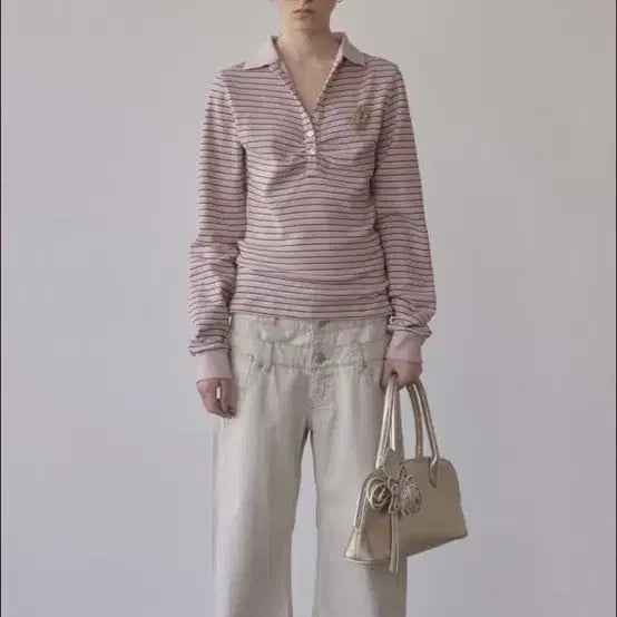 [BUNJANG] Sculptor Shirring Tennis Shirt (Pink, New) / 스컬프터 셔링 테니스 셔츠 (핑크, 새상품)