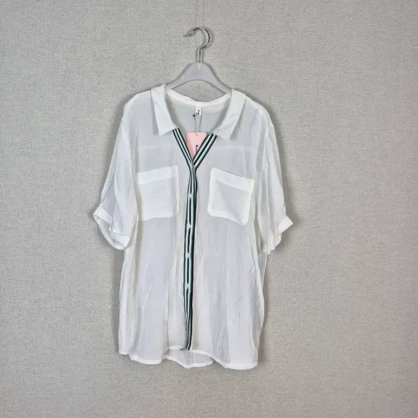 [BUNJANG] Romi Story White Color Block Blouse / (#77,88추천/택O새상품)레이온80% 로미스토리 화이트 배색 블라우스