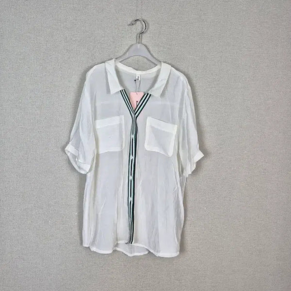 [BUNJANG] Romi Story White Color Block Blouse / (#77,88추천/택O새상품)레이온80% 로미스토리 화이트 배색 블라우스