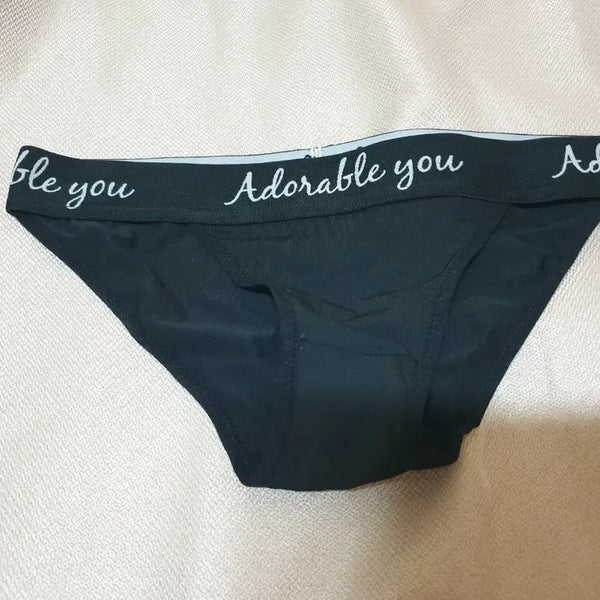 [BUNJANG] Adorable You Lettering Banding Black Briefs (Used, Size M) / (중고)블랙 팬티 "Adorable you" 레터링 밴딩