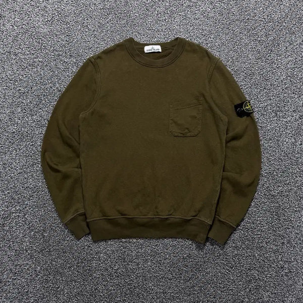 [BUNJANG] Stone Island Side Wappen Pocket Khaki Sweatshirt / Name : 스톤아일랜드 사이드 와펜 포켓 카키컬러 맨투맨 :)