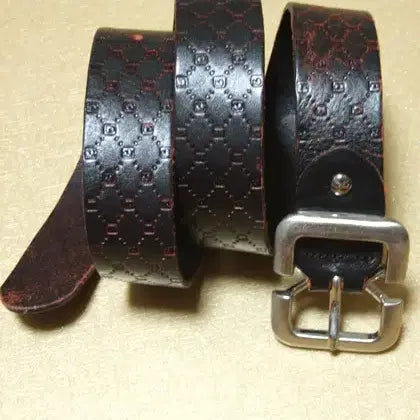 [BUNJANG] Laurant Benon Checkered Leather Belt / 로랑베농 Laurant Benon 체크무늬 가죽벨트 허리34-39까지