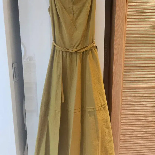 [BUNJANG] OBZEE Mustard Linen Blend Midi Dress / [새상품] OBZEE 원피스 55사이즈