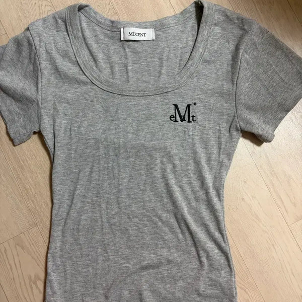 [BUNJANG] Musent Paring Midi Roundneck Short Sleeve T-Shirt Grey / 무센트 페링 미디 라운드넥 반팔 티 그레이