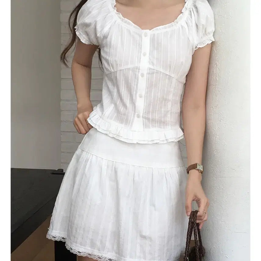 [BUNJANG] Marryaround Judy Lace Frill Pintuck Blouse / 메리어라운드 쥬디 레이스 프릴 핀턱 블라우스