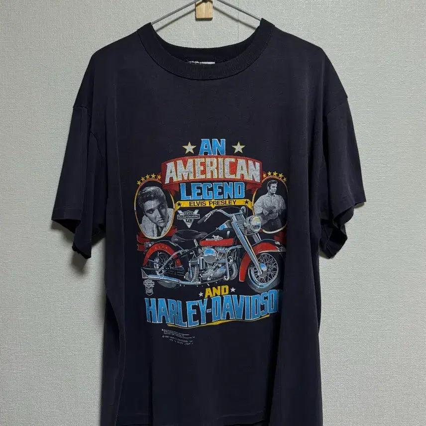 [BUNJANG] 1987 Elvis Presley x Harley-Davidson Collaboration T-Shirt / 80s Elvis Presley & Harley davidson 티셔츠