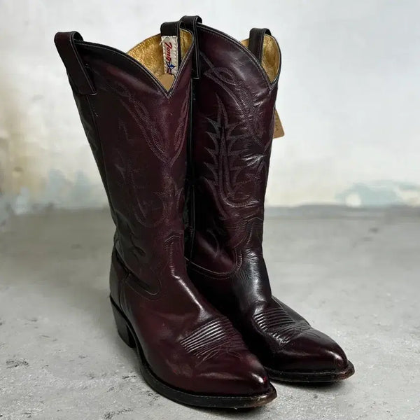 [BUNJANG] 00s Tony Lama Burgundy Leather Cowboy Western Boots / [270] 00's 빈티지 토니라마 카우보이 웨스턴 부츠 버건디