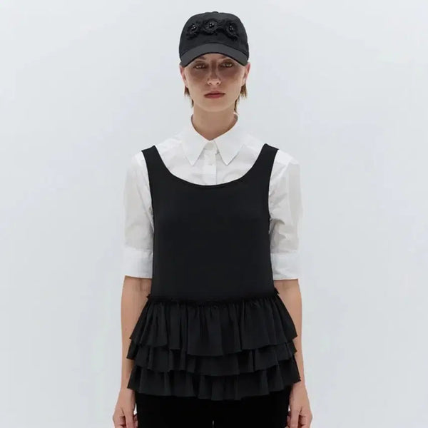 [BUNJANG] Burmula Frill Sleeveless Top Black Size S / 버뮬라 프릴 슬리브리스 탑