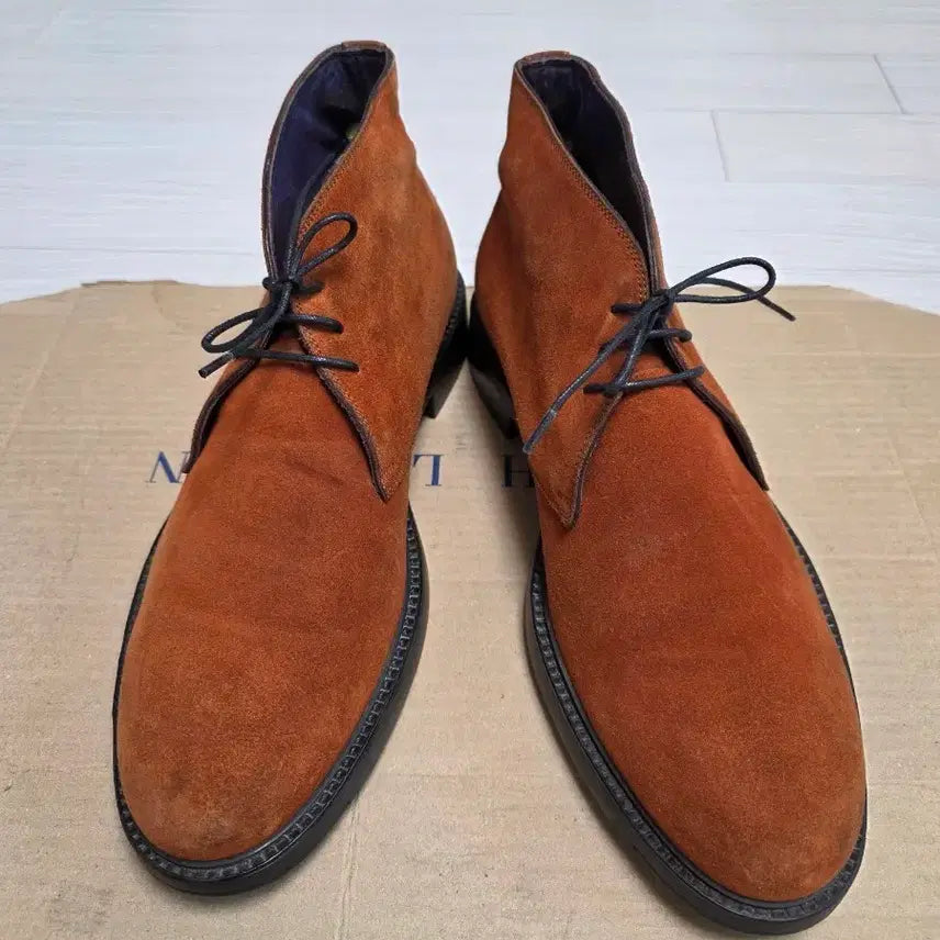 [BUNJANG] Santoni Suede Chukka Boots Orange UK 8.5F / [SANTONI] 명품 스웨이드 처카부츠 오렌지 UK8.5F