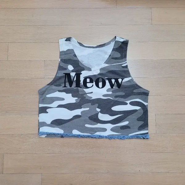 [BUNJANG] Vintage Camo Cropped Tank Top / 밀리터리 나시티셔츠 빈티지 카모 크롭탑 민소매크롭