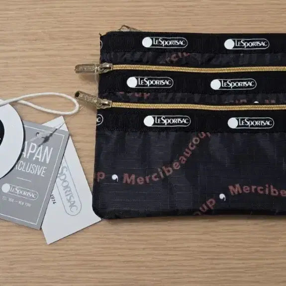 [BUNJANG] Lesportsac Merci Beaucoup Collaboration Pouch / 레스포삭 멀티 파우치 블랙 메르시보쿠 콜라보