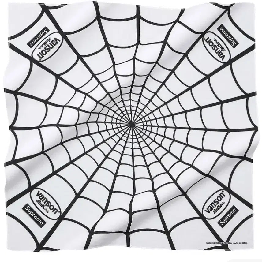[BUNJANG] Supreme x Vanson Leathers Spider-Man Bandana White / 슈프림 x 밴슨 레더 스파이더맨 반다나 화이트