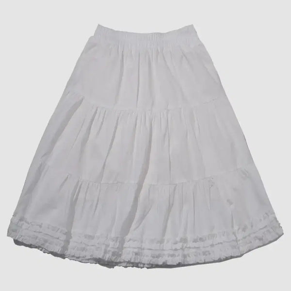 [BUNJANG] Place Studio Lace Frill Banding Midi Skirt White / 플레이스 스튜디오 레이스 프릴 밴딩 미디스커트 화이트
