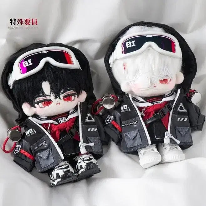 [BUNJANG] 10cm Doll Clothes Set (Special Agent Black/Red & Red Goggles) with Random Unaffiliated Dolls / 10cm인형옷 우블 특수요원 블랙레드 레드고글 랜박 무속성 인형 옷