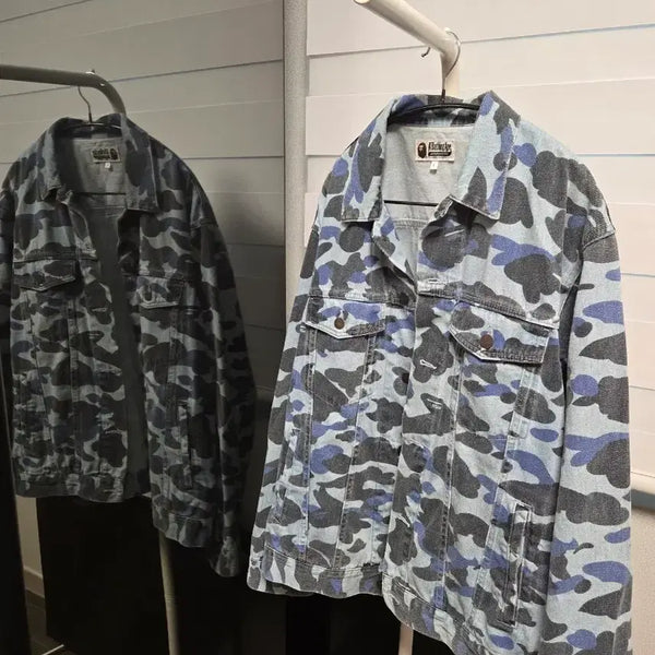 [BUNJANG] BAPE Camo Denim Jacket Blue / 베이프 카모 데님 자켓 블루