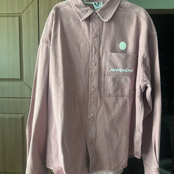 [BUNJANG] Ape Shirt Logo Print Pink Shirt / 에이프 셔츠