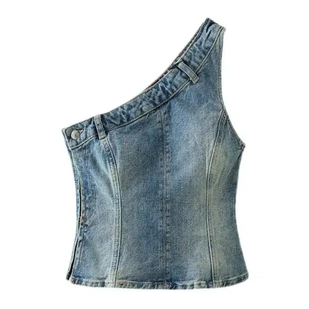 [BUNJANG] Zara One Shoulder Denim Top XS / 자라 원숄더 데님 탑 xs