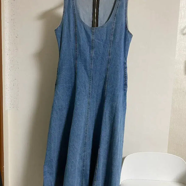 [BUNJANG] Denim Sleeveless Long Dress / 청 나시 롱원피스 프리