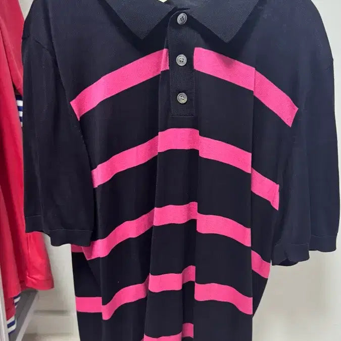 [BUNJANG] Arket Knit Stripe Polo T-Shirt / 아르켓 니트 스트라이프 폴로 티셔츠
