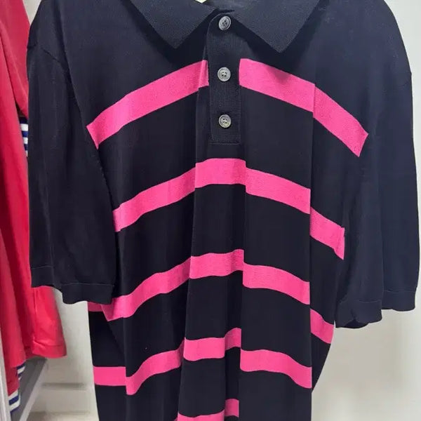 [BUNJANG] Arket Knit Stripe Polo T-Shirt / 아르켓 니트 스트라이프 폴로 티셔츠