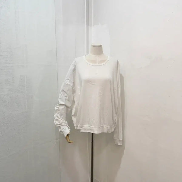 [BUNJANG] Shop Letter Round Long Sleeve T-Shirt White / 샵레터 살안타템 라운드 긴팔티셔츠 화이트긴팔 4874