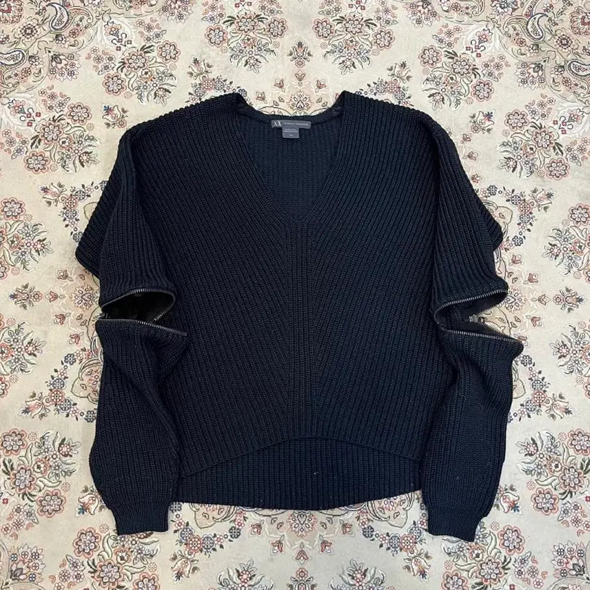 [BUNJANG] Armani Exchange Zipper Detail Crop Knit / 아르마니 익스체인지 지퍼 디테일 크롭니트