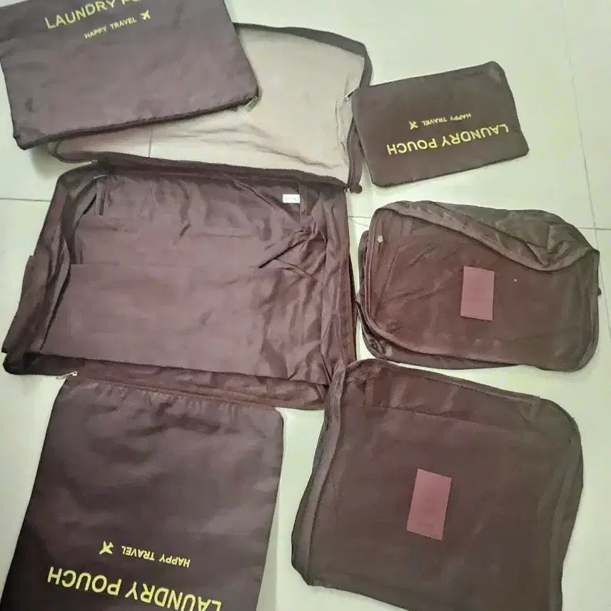 [BUNJANG] Travel Laundry Pouch Set (6 Pieces) / 여행용 세탁 파우치 6종 세트