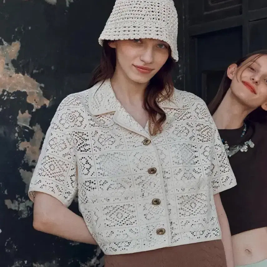 [BUNJANG] RAIVE Lace Half Crochet Short Sleeve Jacket / 레이브 RAIVE 레이스 하프 크로셰 반팔자켓 4894