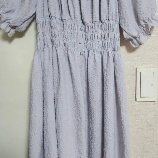 [BUNJANG] Puff Sleeve Ruffle Smocking Banding Dress - Lavender / 퍼프소매 러플 스모킹 밴딩 원피스 연보라 66