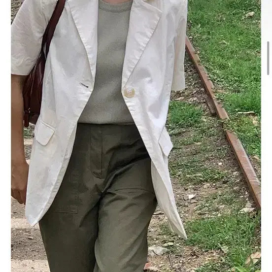 [BUNJANG] Ricoi Linen Short-Sleeve Jacket / 리코이 린넨 반팔 자켓