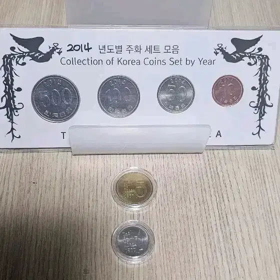 [BUNJANG] 1977 & 2014 Korean Coin Set Bundle / 특년주화 2014년 주화 세트(5원 ,1원 77년도) 일괄