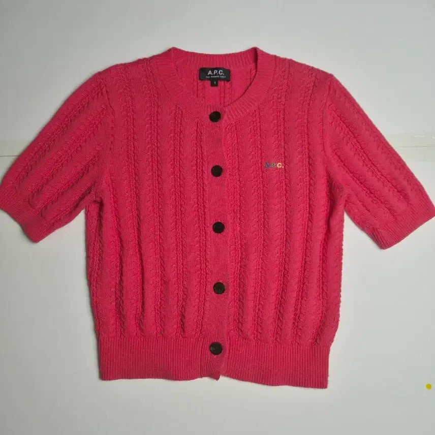 [BUNJANG] A.P.C. Cable Knit Cardigan Pink S / ( A.P.C )꽈배기 니트 가디건 핑크 S