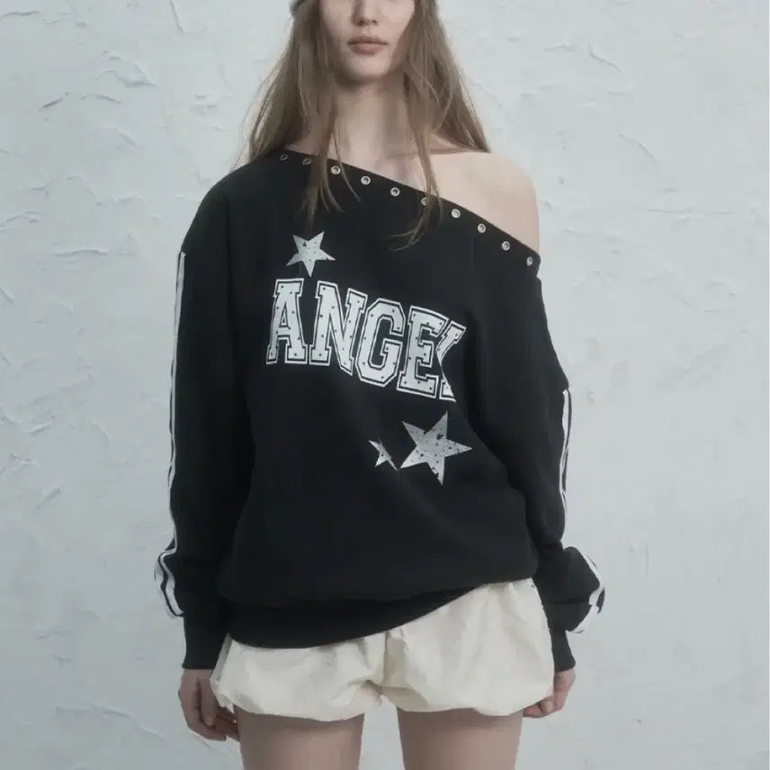 [BUNJANG] SEXYEyen Let Angel Sweatshirt Black / 셋업이엑스이 아이렛 엔젤 맨투맨 블랙