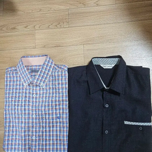 [BUNJANG] Guy Laroche 2-Piece Shirt Set (Checkered/Black) / 기라로쉬 셔츠 2종 (체크/블랙) 개당  100