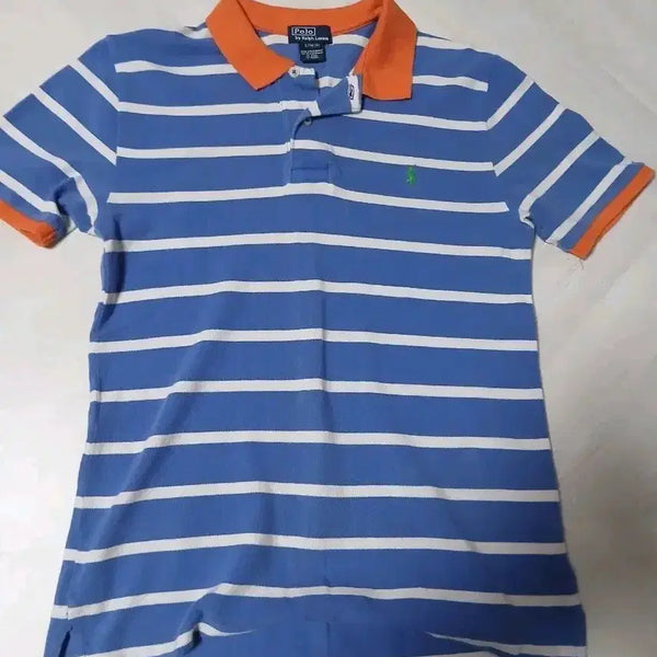 [BUNJANG] Polo Ralph Lauren Blue Orange Striped Shirt Women's M / 폴로 랄프로렌 블루 오렌지 L(14~16,여성m)