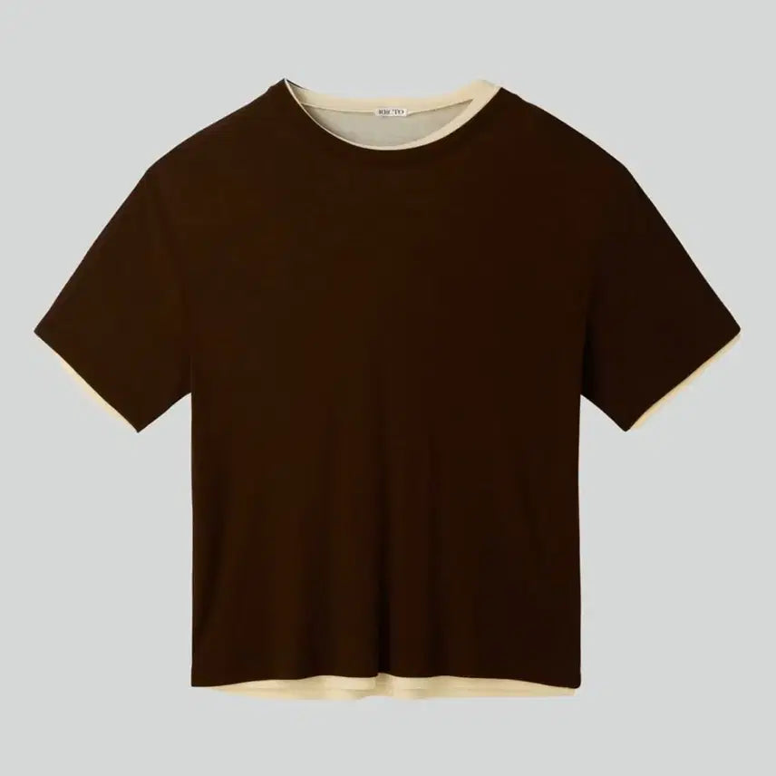 [BUNJANG] RECTO 25FW Layered Wool Short Sleeve T-shirt Brown / [새상품] 렉토 25FW 레이어드 울 반팔 티셔츠 브라운