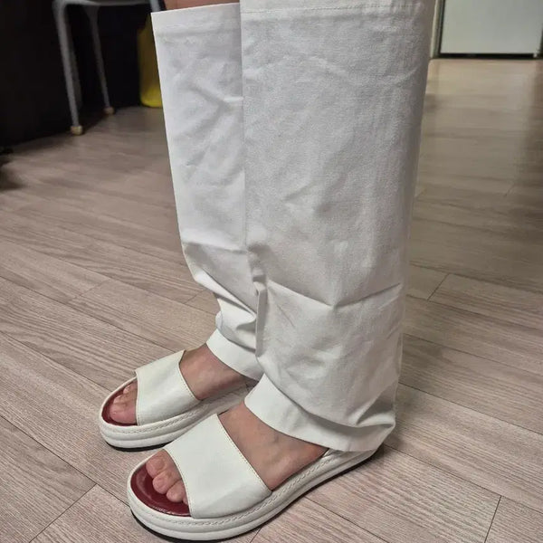 [BUNJANG] Jean Paul Gaultier Made in Japan White Leather Pants Sandals / 장폴고띠에 made in japan 화이트 팬츠 샌들 230사이즈