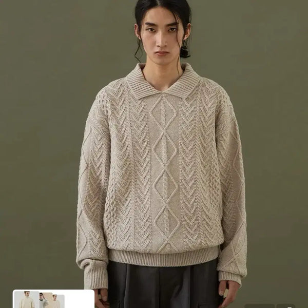 [BUNJANG] Another Office Fisherman Knit Oatmeal M / 어나더 오피스 피셔맨 니트 오트밀 m