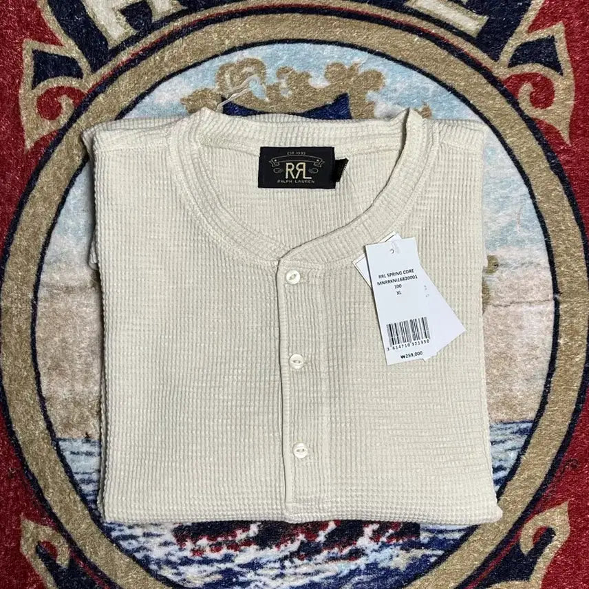 [BUNJANG] RRL Waffle Knit Henry Shirt Paper White / 더블알엘(RRL) 와플 니트 헨리 셔츠 페이퍼화이트