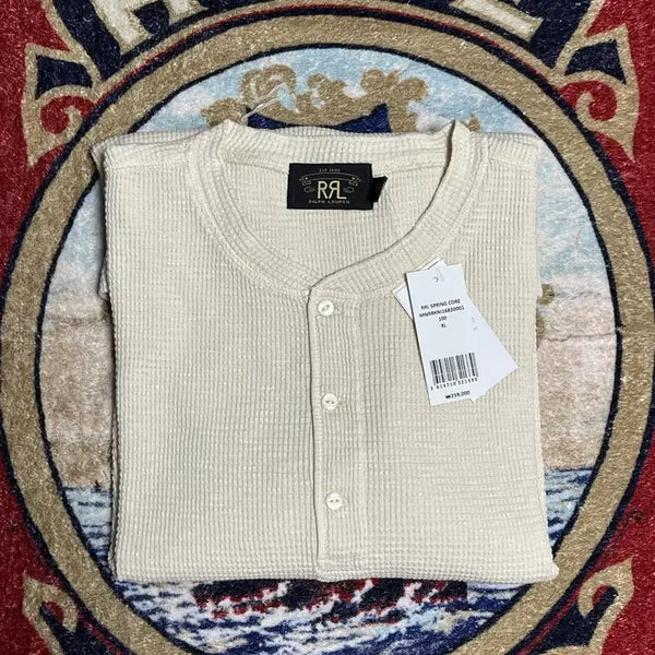 [BUNJANG] RRL Waffle Knit Henry Shirt Paper White / 더블알엘(RRL) 와플 니트 헨리 셔츠 페이퍼화이트