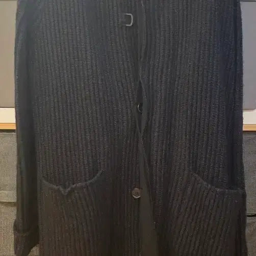 [BUNJANG] Transit Italy Leather-Accented Long Knit Cardigan / 이태리 트랜짓 롱니트 가디건